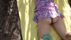 Play Hairy Biker Babe Gets Public Cumshot in the Forest